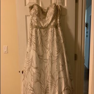 White Strapless Plus sized Prom Dress